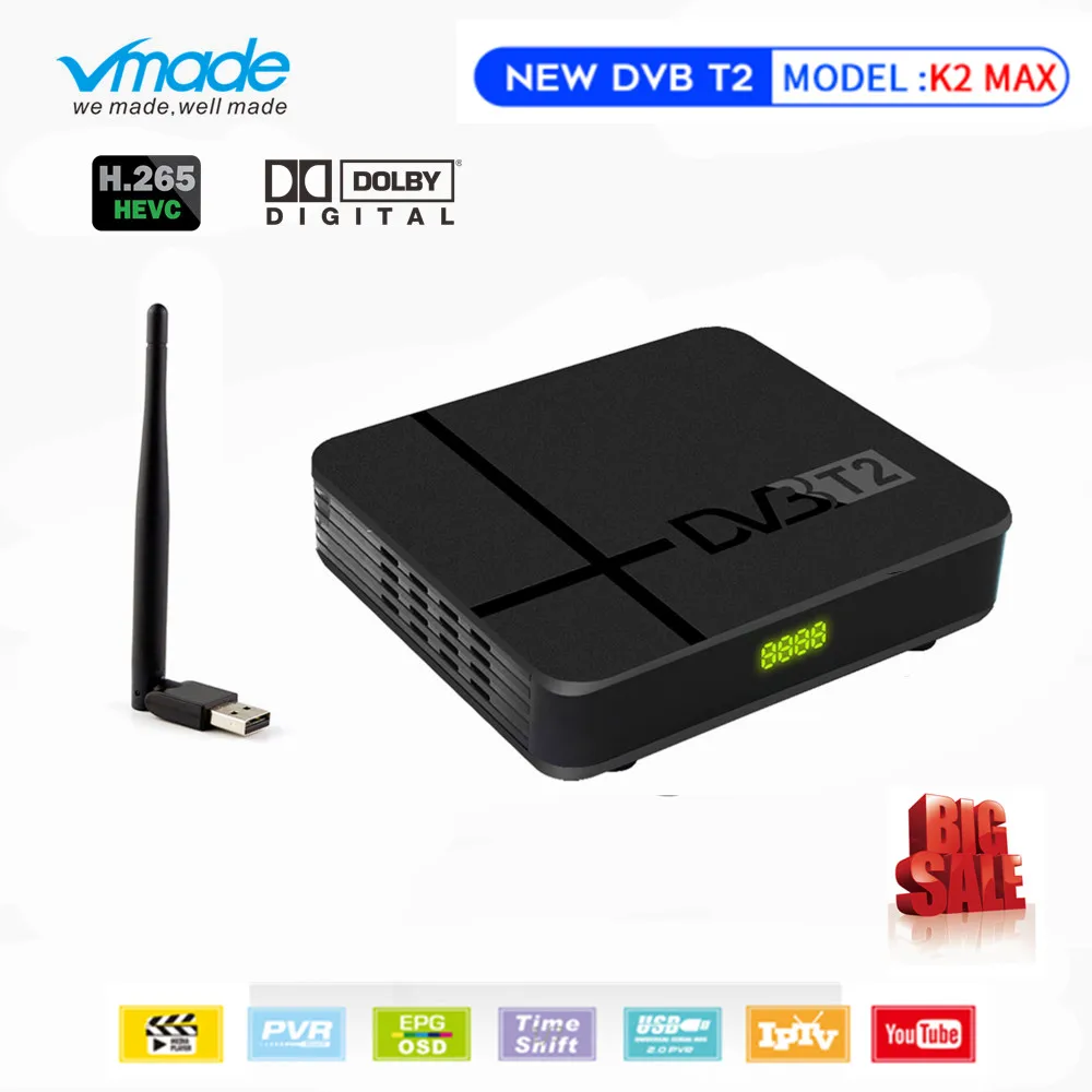 Vmade новейший встроенный RJ45 ЛВС DVB T2 K2 MAX спутниковый ТВ тюнер H.265 HD 1080p поддержка