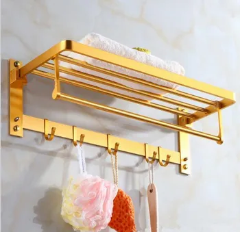 

Golden folding towel rack space aluminum bathroom towel rack