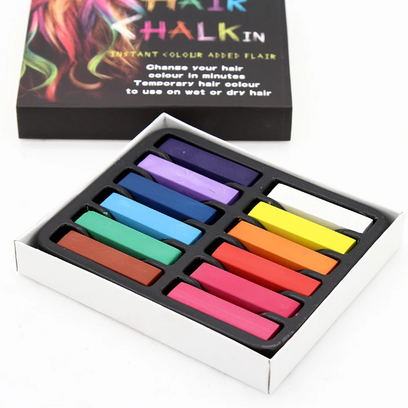 Hot Beauty 12 Pcs Convenient Temporary Super Hair Dye Colorful Chalk