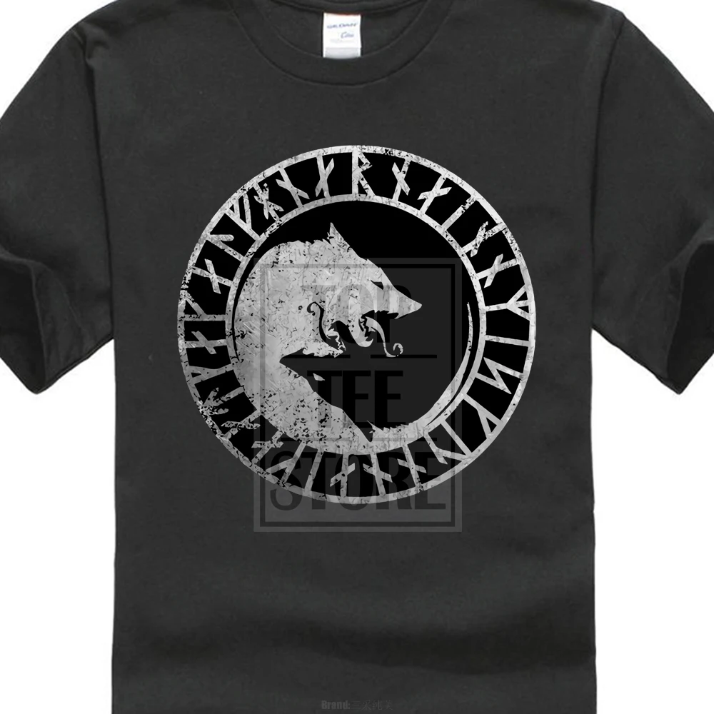 2018 модная короткая футболка Geri And Freki Odhins Odin Wolves Thor Loki Midgard Rune Walhalla|Футболки| |