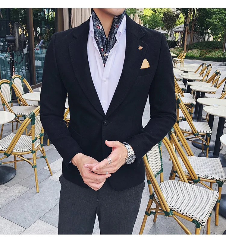 3 однотонных зеленых мужских блейзера черного цвета и цвета хаки, шерстяной мужской блейзер, Осень-зима, мужской пиджак на одной пуговице