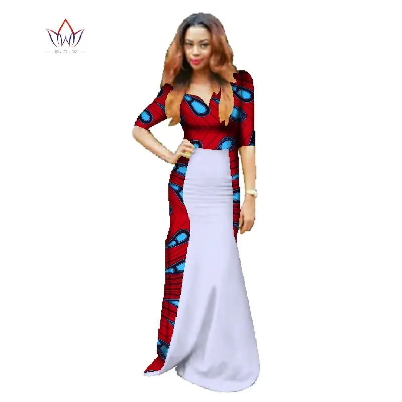 Африканские женские длинные ropa africana de mujer африканские платья с принтом bazin dashiki сексуальные африканские платья вечернее платье WY344 - Цвет: 19