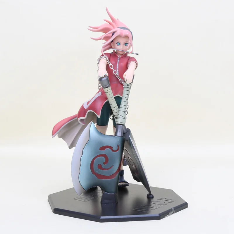 23cm D.P.C.F Naruto Anime Figure Naruto Haruno Sakura Uchiha Sasuke Fighting AXE PVC Action Figure Toy Collection Model Gift