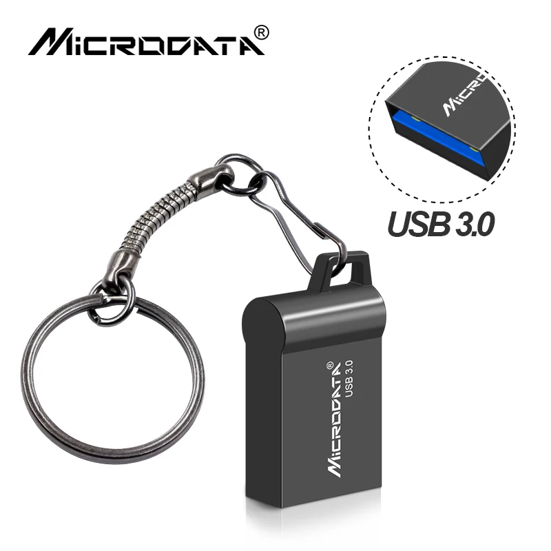 Ультра мини USB 3,0 флеш-накопитель 16 ГБ 32 ГБ usb флеш-накопитель 64 ГБ 128 ГБ Флешка meatl memoria usb флешка с кольцом для ключей - Цвет: Black