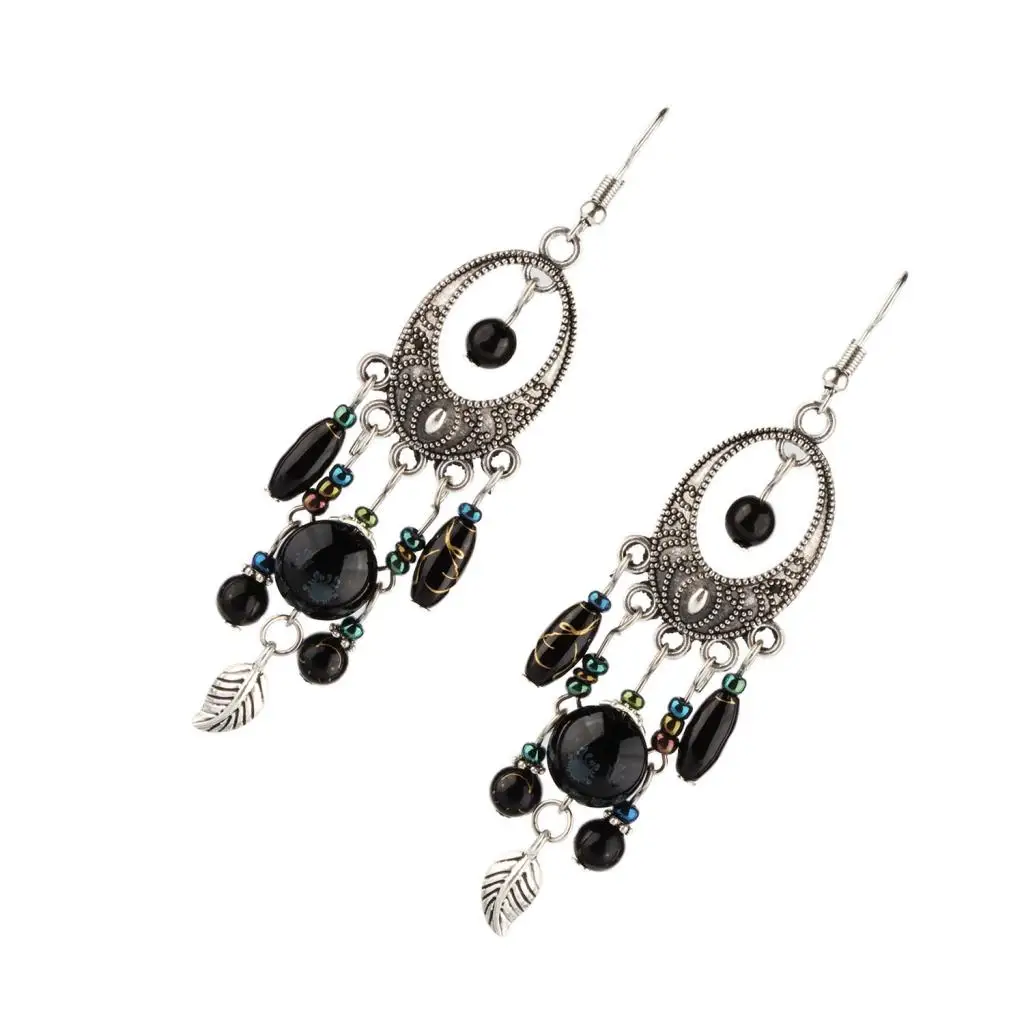 Fashion Bohemian Tassel Beads Fish Hook Drop Chandelier Tribe Earring Women Girls Ethnic Jewelry