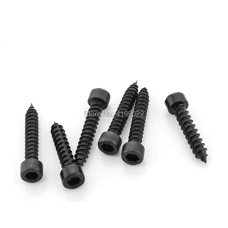 

50Pcs M2 M2.6 M3 M3.5 M4 Carbon Steel With Black Hexagon Socket Cap Head self tapping screw Model Screws