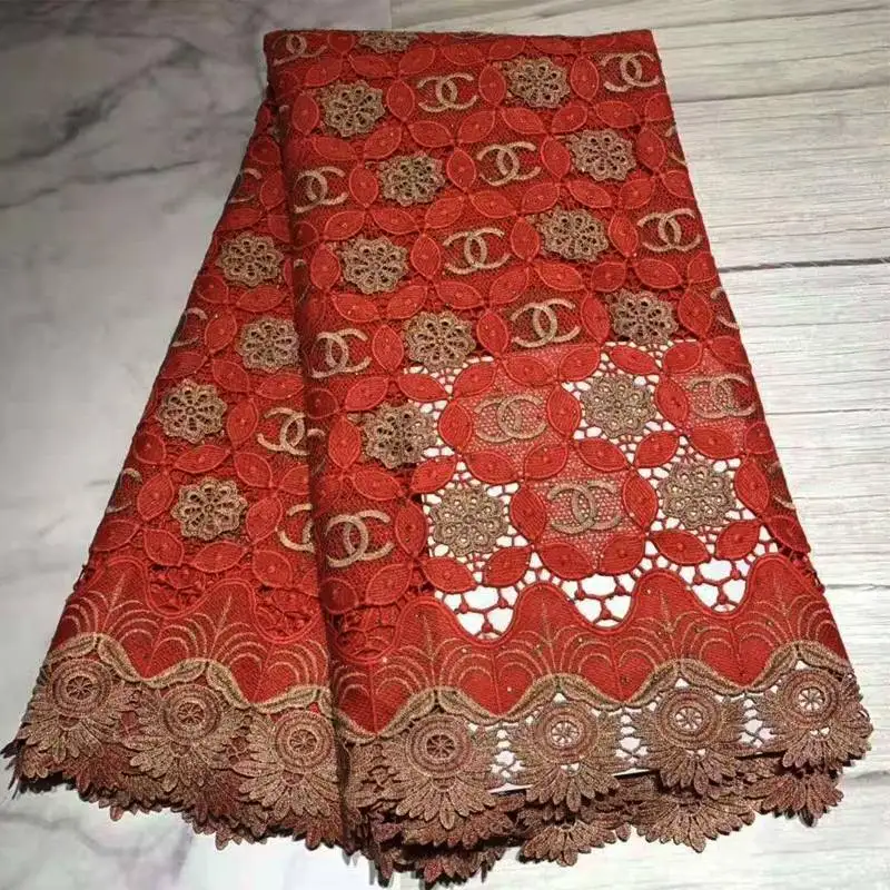 African cord lace fabric with stone latest african laces high end guipure lace nigerian lace fabrics for wedding dress - Цвет: Color6
