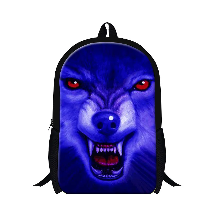 Персонализированные волк 3D узор bakcpack для Колледж студент, стильный школьный для мальчиков-подростков, мода подростков back pack Mochilas - Цвет: Синий