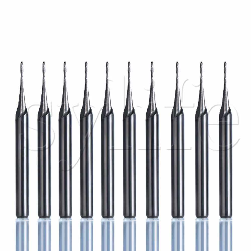 

10 Pcs 3.175*0.8*3MM Two Flutes End Mill Bits,Cutting Tools,Carbide Tools, Woodworking Tools,CNC Router Bits for Carving Machine