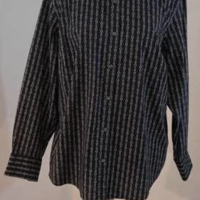 CHARTER CLUB Womens 14 14W LS Button Down Dress Shirt Black Grey Chain Stretch (5)