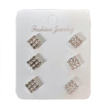3 пары crytsal магнитные серьги крест квадратный треугольники Поддельные уха шпильки без необходимости прокола серьги