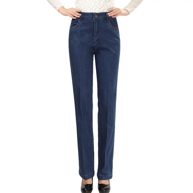2017 Spring Style Warm Straight Women Jeans With Pockets High Quality Loose Jeans Women Branding Clothes