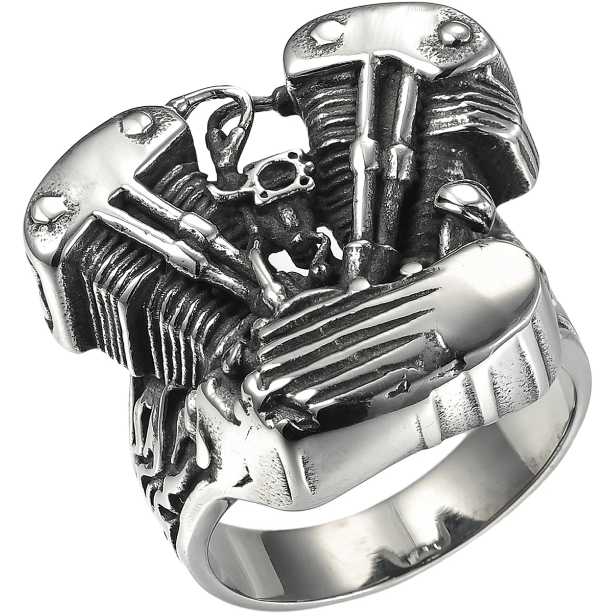 

Cool Biker Ring For Women Men Stainless Steel Rings Motorcycle Engine Pattern Vintage Rock Punk Ring Men Jewelry Gifts