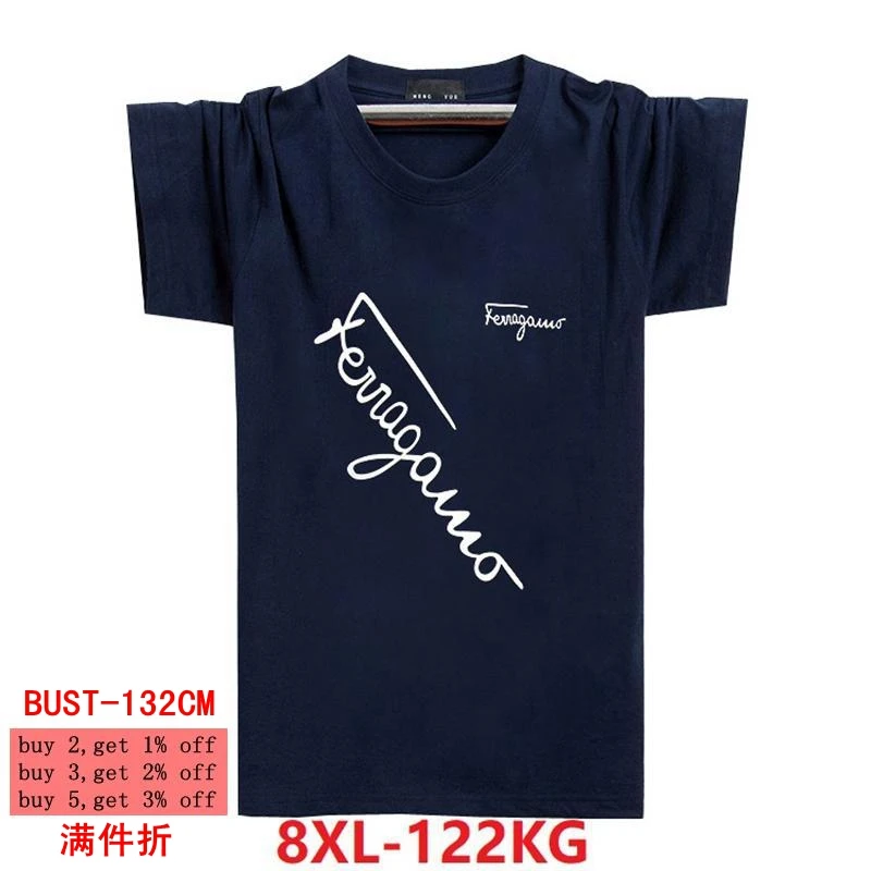 

Summer Men's T-Shirt 6XL 7XL 8XL Letters Large Size Large Casual Navy Blue Cotton T-Shirt Inspiration Print Loose O-Lean Cool