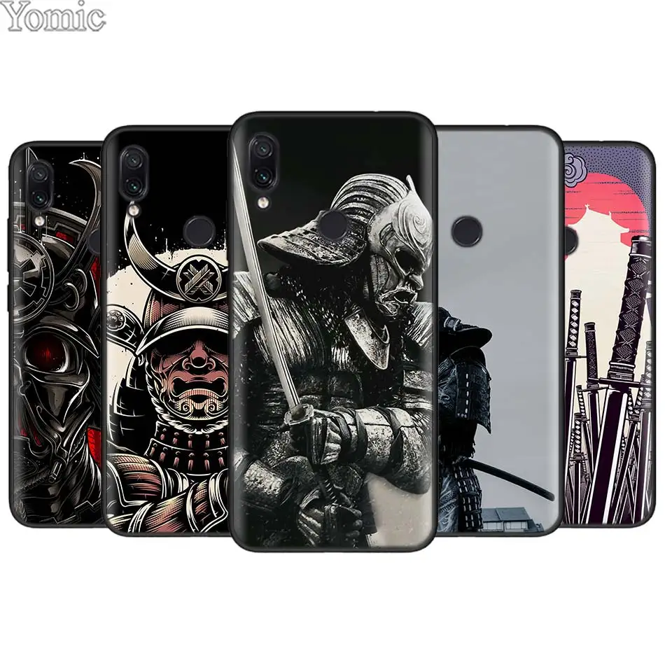 

Samurai Silicone Phone Case Cover Shell for Xiaomi Redmi 7 6 5 Note 7 5 6 Pro 4X 5A 6A S2 GO Poco F1 Black TPU Soft Case