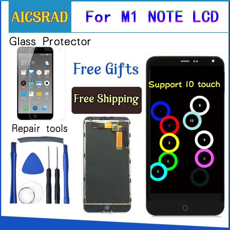 

AICSRAD For Meizu M1 Note touch screen Digitizer +LCD Display For Meizu M1 Note 5.5" Cellphone Black Color