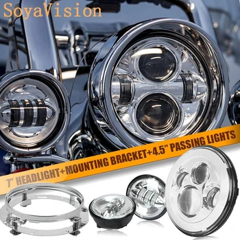 

1 Set for Harley Motor 7" LED Headlight with 4.5 " Led Fog Light for Harley Motorcycle with 7" Bracket Adapter Ring