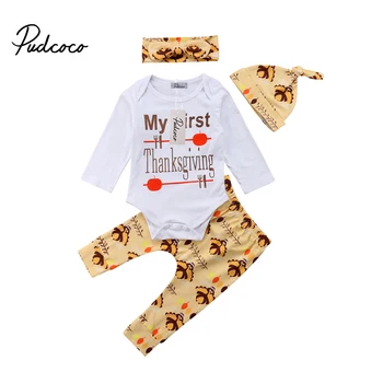 

2018 Brand New Infant Toddler Thanksgiving Newborn Baby Boy Girl Top Romper Pants Outfits Set Clothes US Stock