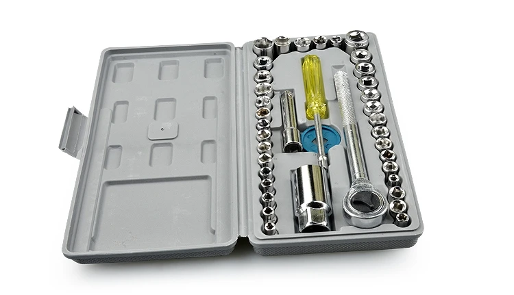 

Free Shipping High-quality 40pcs Automobile Motorcycle Tool Box Set Socket Wrench Sleeve Suit Hardware Auto Car Repair Tools