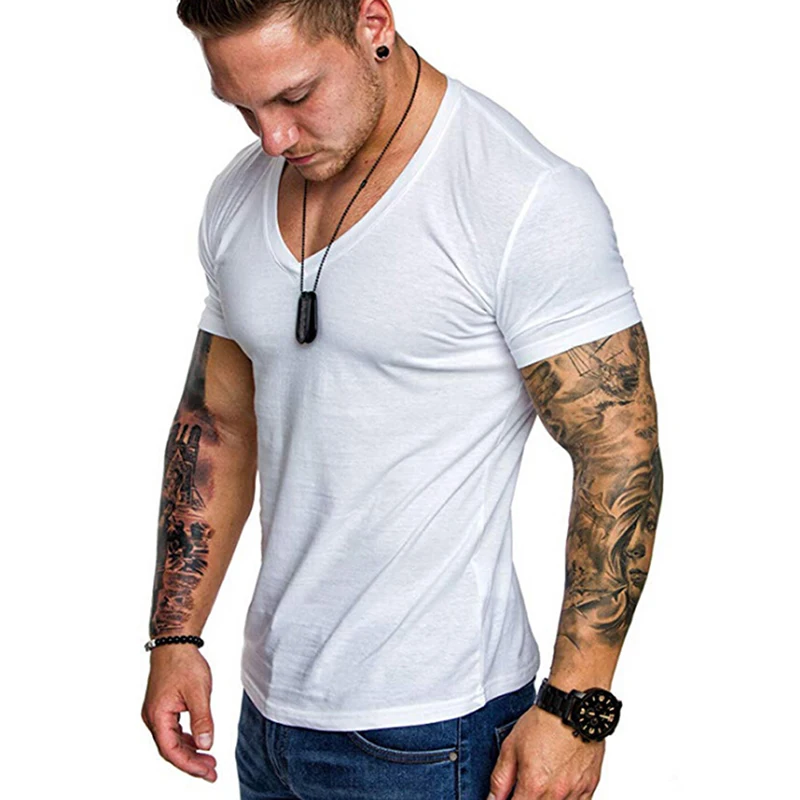 

Plain Color Cotton Men's T Shirt Stylish Short Sleeve In Three Brand Round Collar Summer Casual Top Tees High Quality