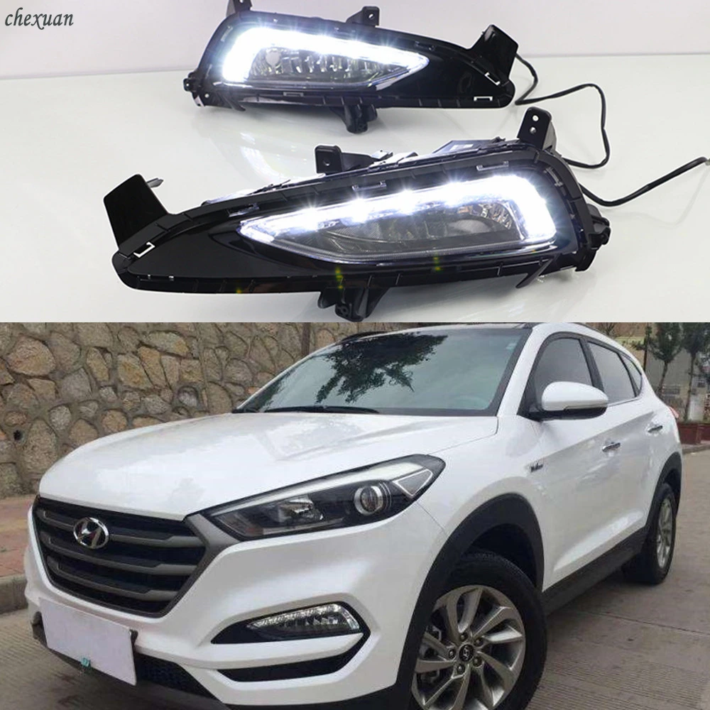 

CSCSNL 1 set LED DRL Daytime Running Lights Daylight 12V ABS Fog Lamp Cover Car- styling For Hyundai Tucson 2016 2017