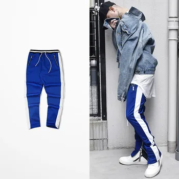 

High Street Side Ankle Zipper Pants Patchwork Color Block Pockets Pants 2019 Hip Hop Casual Sweatpants Fashion Jumpsuit Joggers