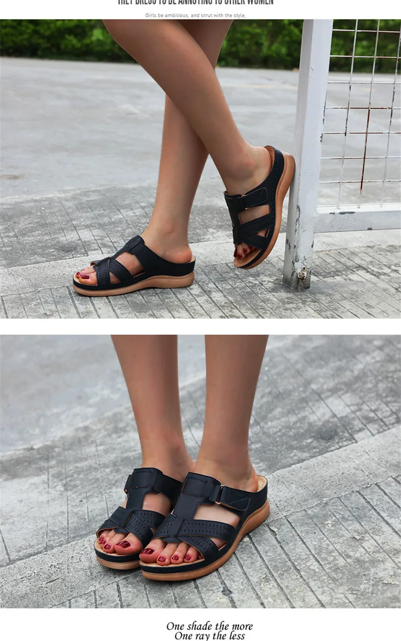 BEYARNE/Женская обувь из искусственной кожи; удобная обувь на плоской платформе; женские повседневные Мягкие Шлепанцы на платформе; босоножки на танкетке; пляжные вьетнамки