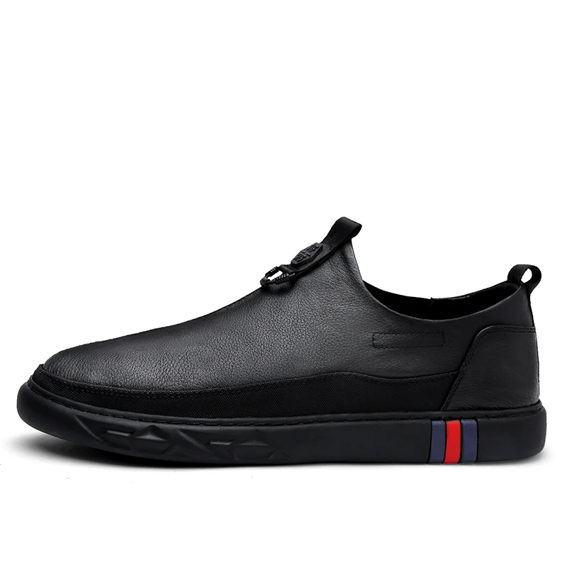 Летние мужские туфли; высококачественные кожаные туфли ручной работы; Мужские модельные повседневные дышащие Нескользящие туфли; zapatillas hombre Tenis Masculino - Цвет: black 8106-70