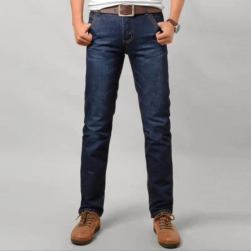 Брендовые мужские джинсы, модные повседневные мужские джинсы, обтягивающие брюки из хлопка, классические прямые джинсы высокого качества, весенняя одежда - Цвет: Dark