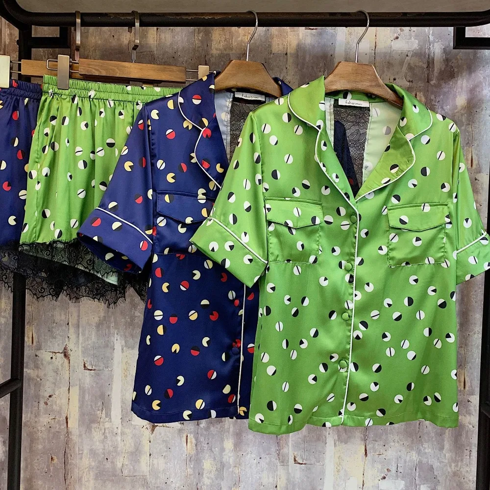 

Pajamas for Women Home Clothes Silk Pajama Set Sexy Satin Sleepwear Cute Summer Pyjama sleepwear