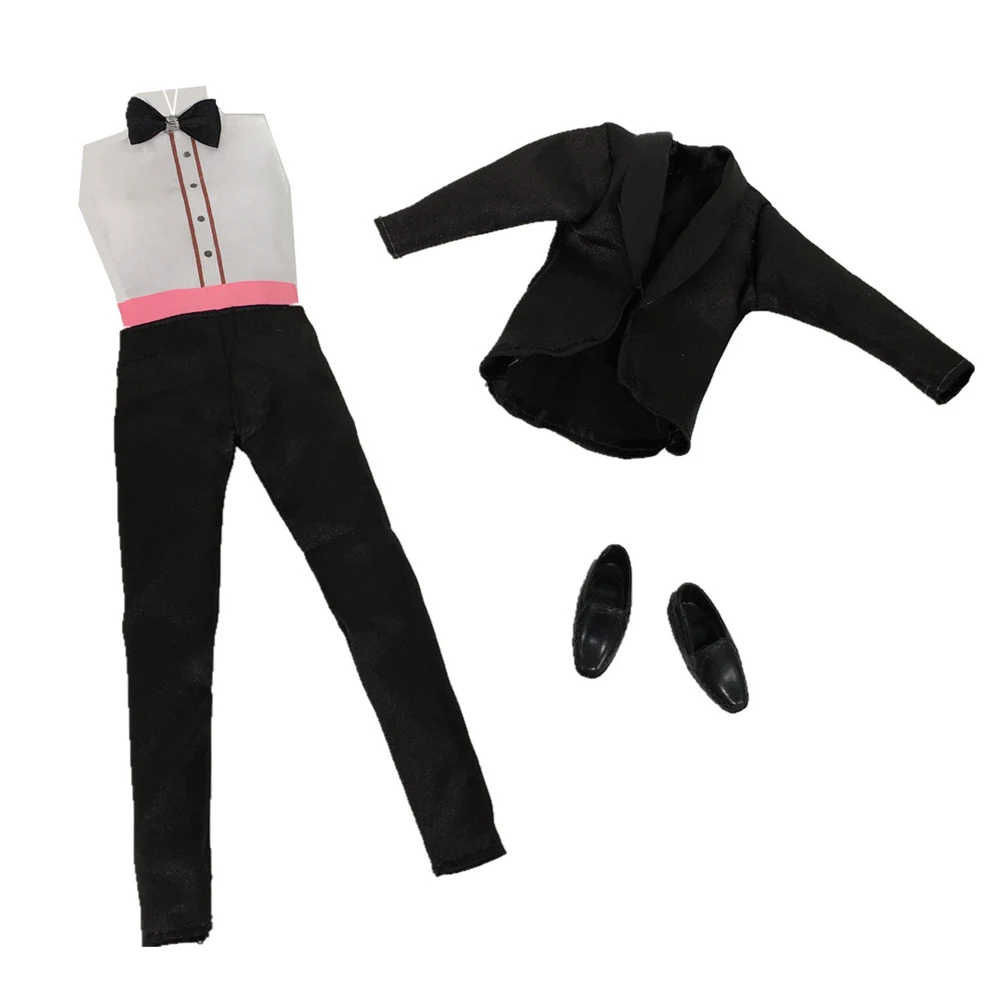 

3 Sets Doll Toy Fashion Elegant Wedding Party Business Clothes Outfit Groom Suits Shoes Ken for Barbie Doll Kids Birthday Gift