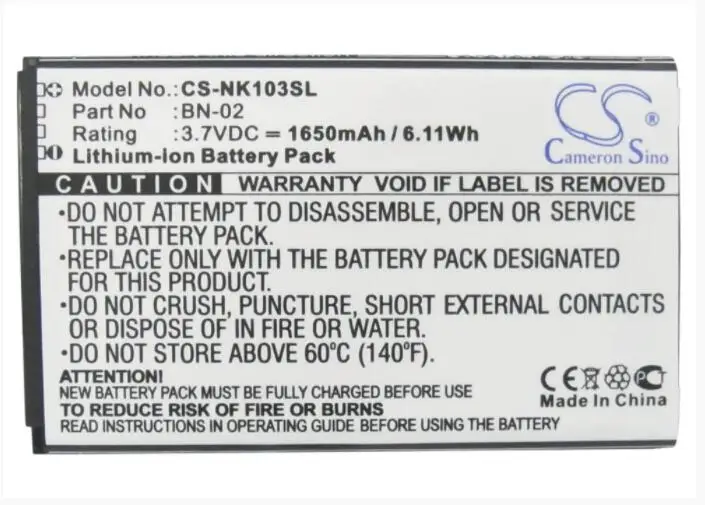 Batteria Cameron Sino 1650Mah Per Nokia Nokia Xl Rm-1030 Rm-1042 Xl Dual Sim Bn-02 Cellulare, Batteria Smartphone