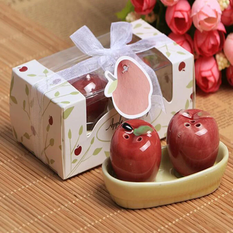 

10pairs/lot Party Favors Creative Gift Fruit Apple Seasoning Bottle Cute For Baby Shower Wedding Souvenir Birthday Guests Gift