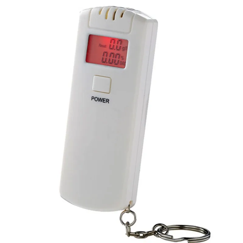 10 قطع مفتاح سلسلة lcd الرقمية الكحول اختبار التنفس ethylotest محلل الكحول الكاشف alcotester مع الأحمر الخلفية