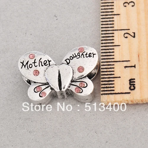 Free shipping!Vnistar European Style Butterfly Beads With Mother &amp Daughter Stamped Stones ( PBD3268-2) 10 Pieces Each Lot | Украшения и