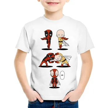 

Children Cartoon Print Deadpool x Spiderman/Punch Fusion T-shirts Kids Summer Tees Boys/Girls Tops Baby Funny T shirt,ooo2267