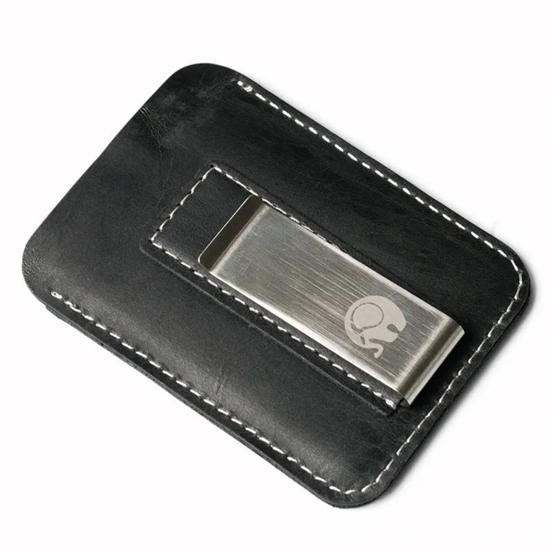 

Man wallet Genuine Leather Money Clip Metal Men Card Pack Slim Bills Cash Clips Clamp for Money Thin Billfold Holder wallet