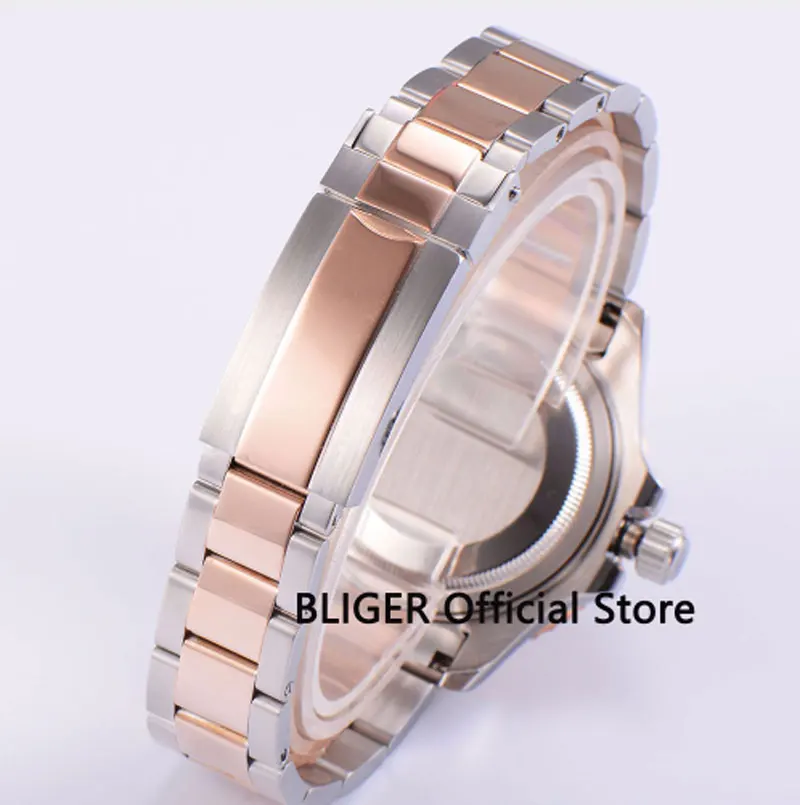 

20MM Deployant Buckle Watch Strap 1PCS Rose Golden Coated Band Watch Bracelet Fit for Automatic Movement Men's Watch