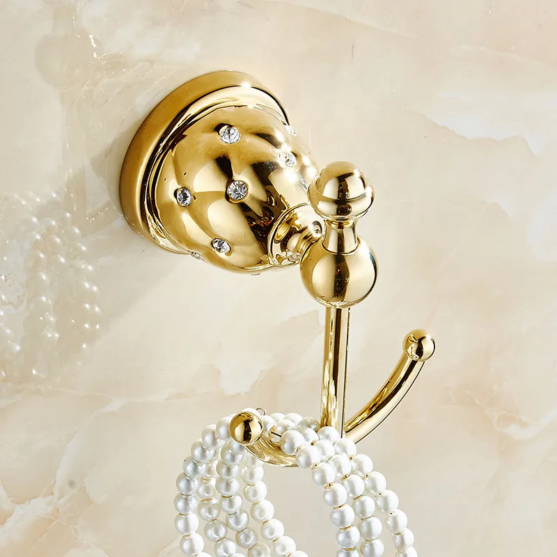 Крючки для халатов золотые крючки для ванной комнаты для полотенец в рельсах крючок для одежды Серебряная отделка вешалки для одежды аксессуары для ванной украшения дома 5201