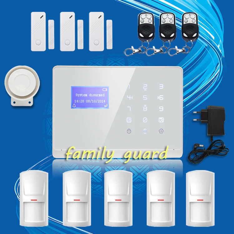 

DHL Shipping!High quality APP 850/900/1800/1900MHz Wireless GSM PSTN English French language Touch Menu screen Alarm System