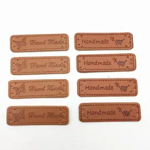 

100pcs 50x15mm Handmade With Birds Butterfly PU Leather Garment Labels Embossed Rectangle Tag DIY Embellishment Sewing Accessory