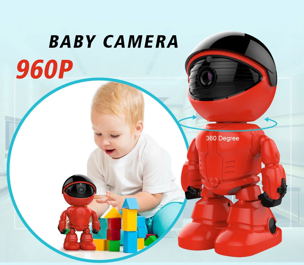 

360sight Free App Smart Home Camera IP Wifi 960P Resolution Robot Camera Taking photos/Video Functions, Smart Robot Baby Monitor