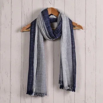 

2018 Real Women Adult Fashion Striped >175cm Hijab Winter Scarf New Japanese Art Wind Fresh Color Pinstripe Cotton Scarf