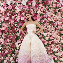 JOY-ENLIFE 40x60 см Шелковый цветок розы Шампанское искусственный цветок свадебное украшение цветок стены романтическая свадьба фон Декор
