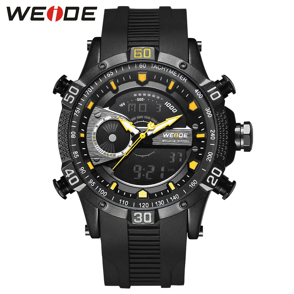 Бренд класса люкс WEIDE часы спортивные для мужчин Цифровой нержавеющей Steelin кварцевые человек водостойкие электронная сигнализация часы