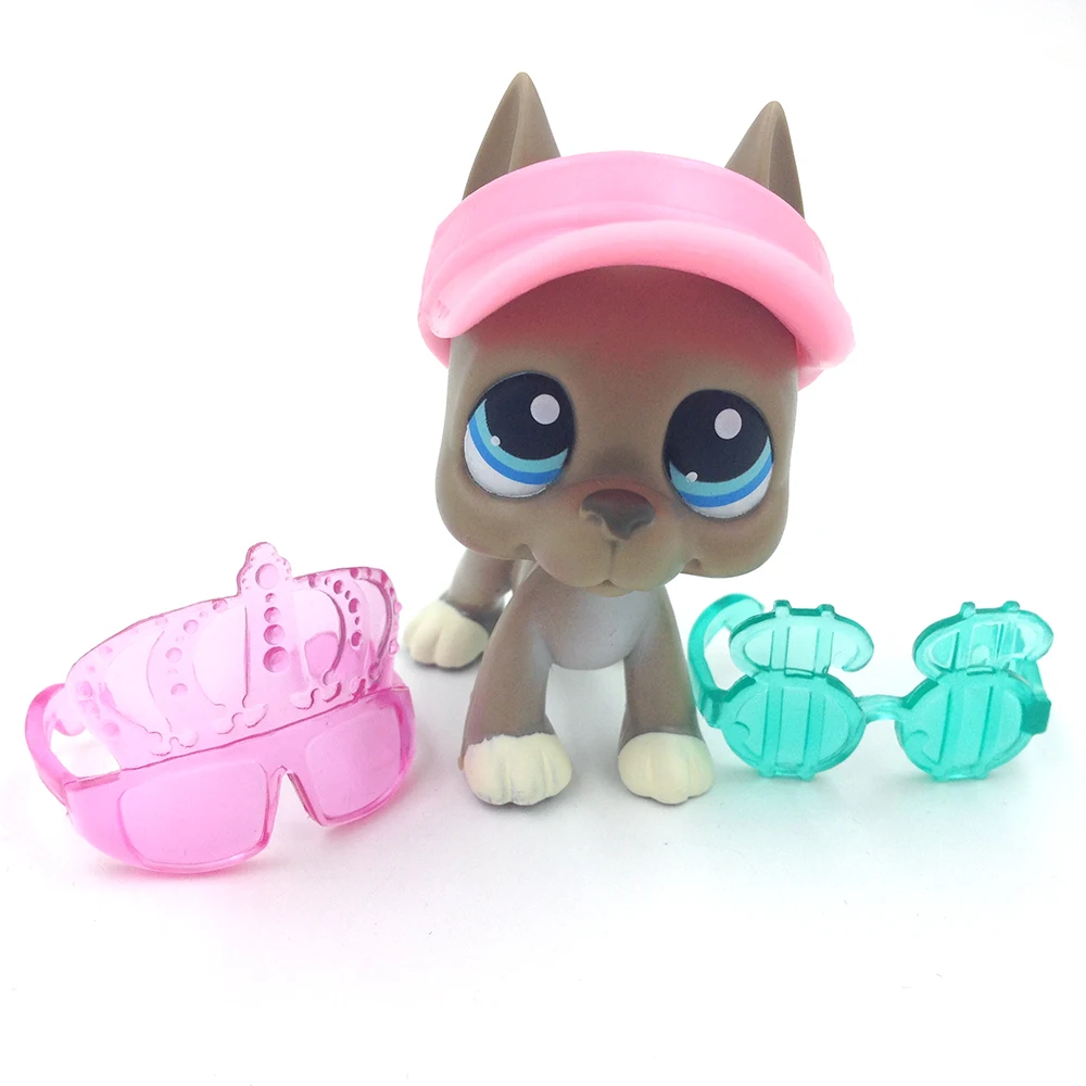 

LPS Rare New pet Great Dane Gray Dog White Neck Blue Eye Kids Toys add Fashion Accessories