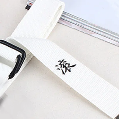 Мужской тканевый нейлоновый ремень для студентов Harajuku с китайскими персонажами, с двойной пряжкой, повседневный тканевый ремень белого цвета