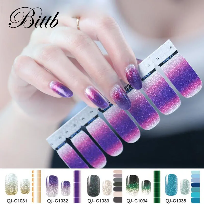 

Bittb Nail Sticker Full Cover Gradient Polish Nail Art Sticker Wraps Vinyls Adhesive Nails Decals DIY Decoration Manicure