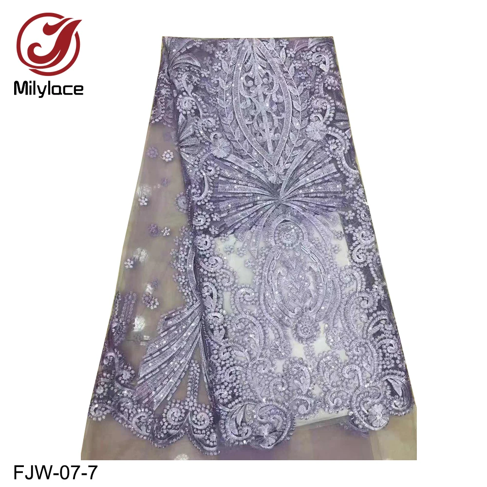

Double color mix Sequins tulle lace fabric african french lace fabric with flower pattem for wedding 2019 FJW-07