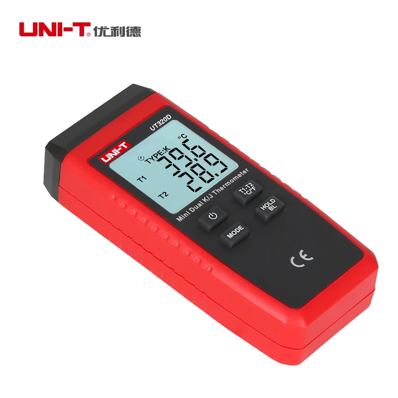 UNI T Термометр термопары UT320D UT320A мини контактный тип данных двухканальный K/J